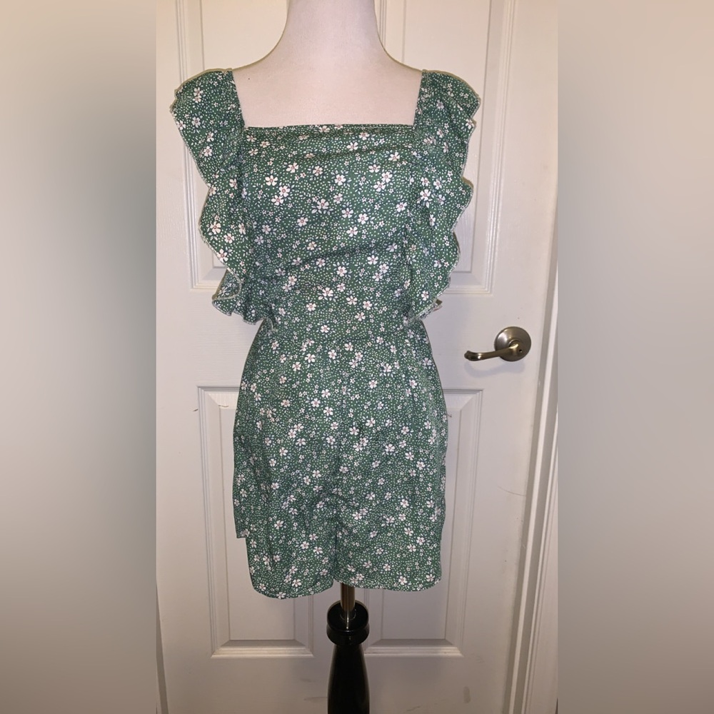 Green floral romper